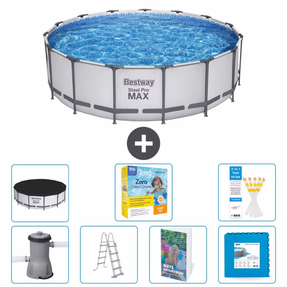 Piscina gonfiabile Bestway Steel Pro MAX, rotonda, 488x122 cm, composta da 6 parti, modello S566