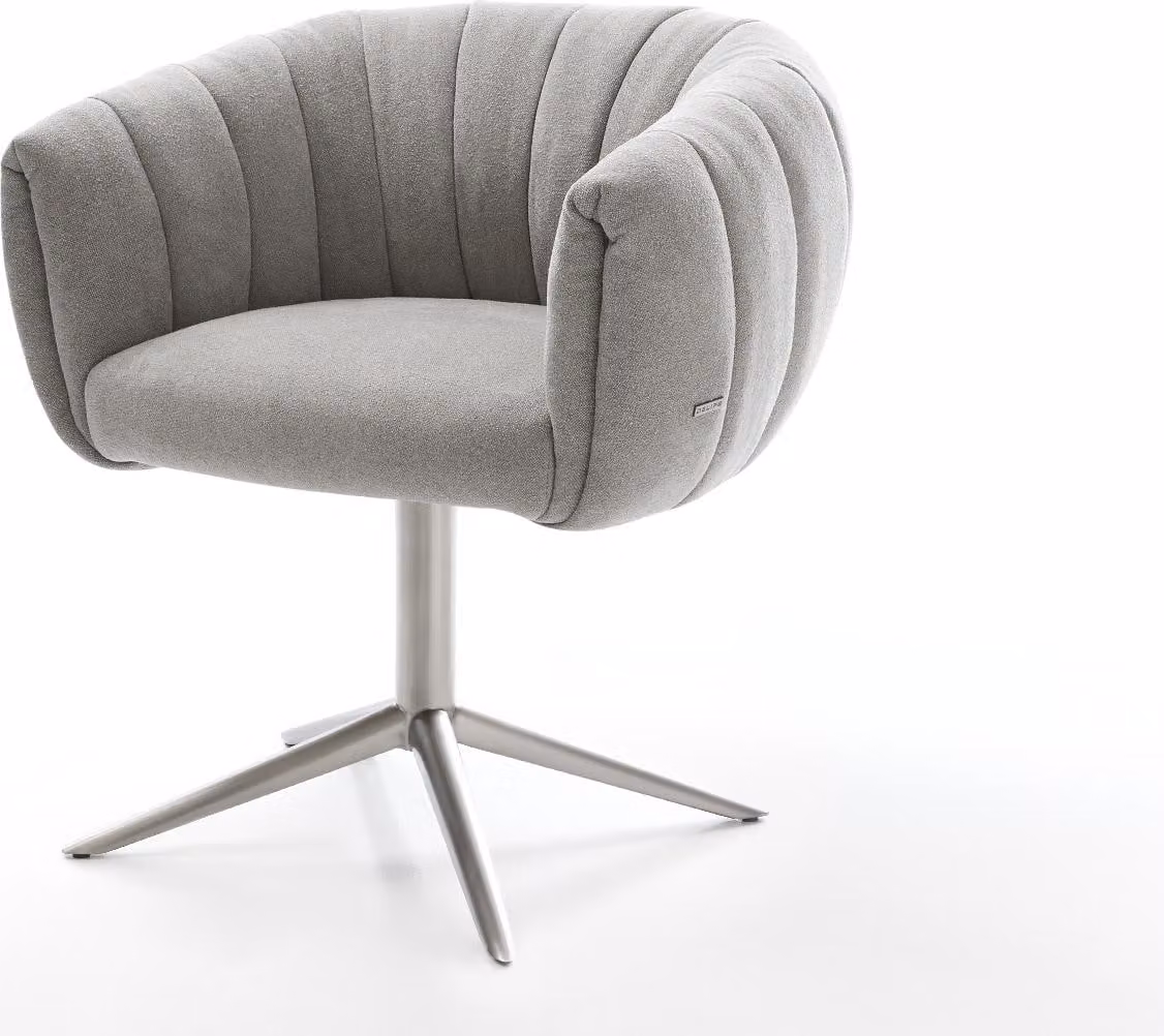 DELIFE Sedia girevole Jada-Flex Tessuto strutturato Grigio chiaro Base in acciaio inox Girevole a 360° Funzione oscillante Molle insacchettate