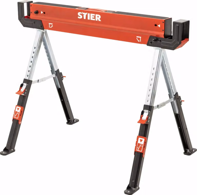 Cavalletto da lavoro pieghevole STIER regolabile in altezza 590 kg, supporto e piano di lavoro antiscivolo, cavalletto pieghevole, cavalletto da lavoro, cavalletto da sega, cavalletto in metallo, cavalletto da tavolo pieghevole