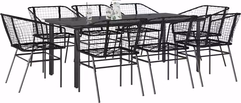 Maison Exclusive - Set da Pranzo da Giardino 9 pz Polyrattan Vetro