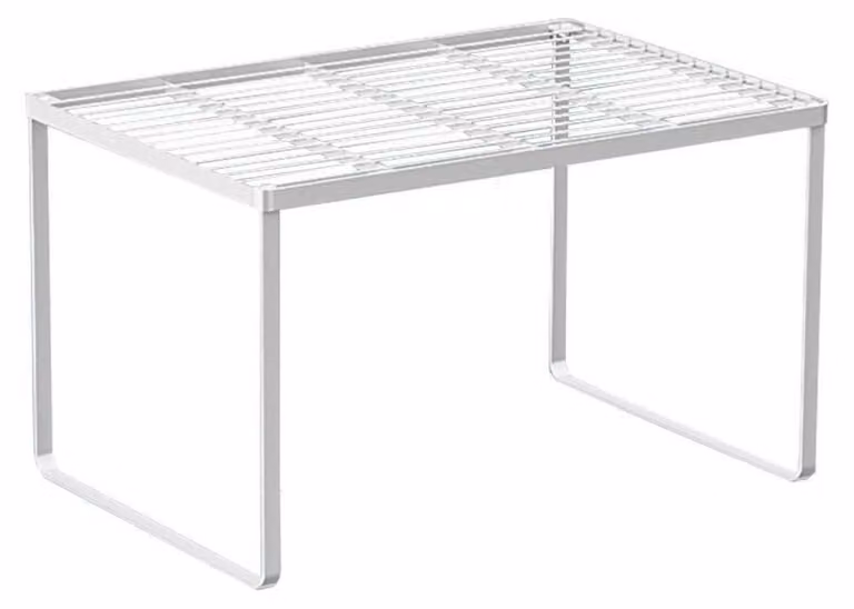 Organizzatore impilabile per armadietti da cucina, scaffale per spezie in metallo, robusto, salvaspazio, bianco, dimensioni 49 x 34 x 30,5 cm