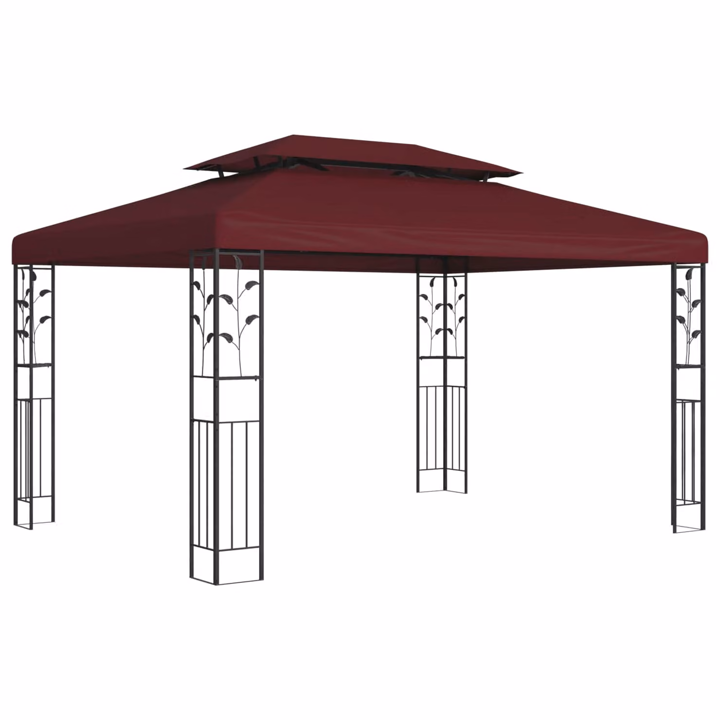 Gazebo vidaXL moderno in acciaio e poliestere rosso L: 397 cm, P: 296 cm, H: 268 cm