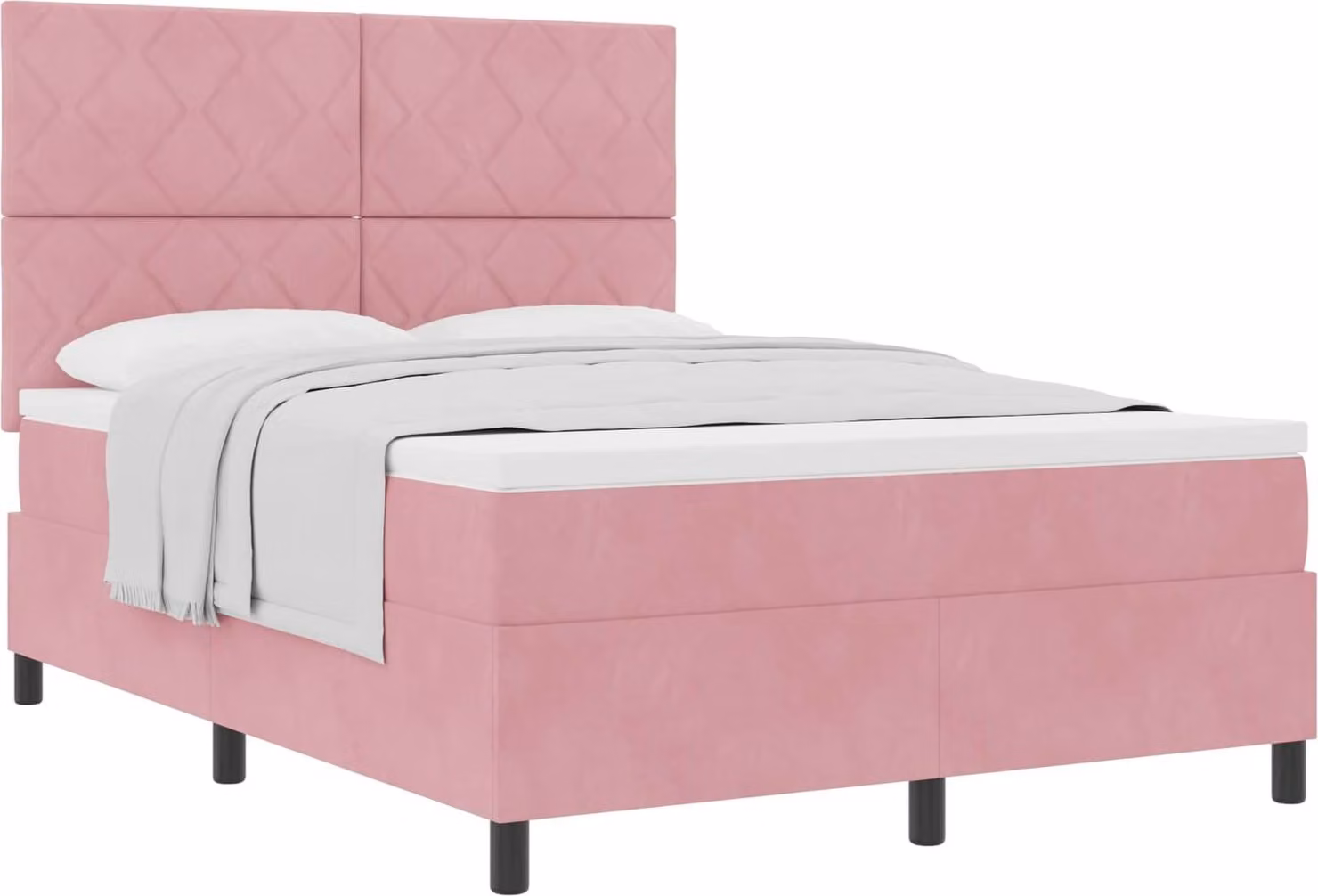 Letto a molle con testiera rosa 140 x 190 cm in velluto