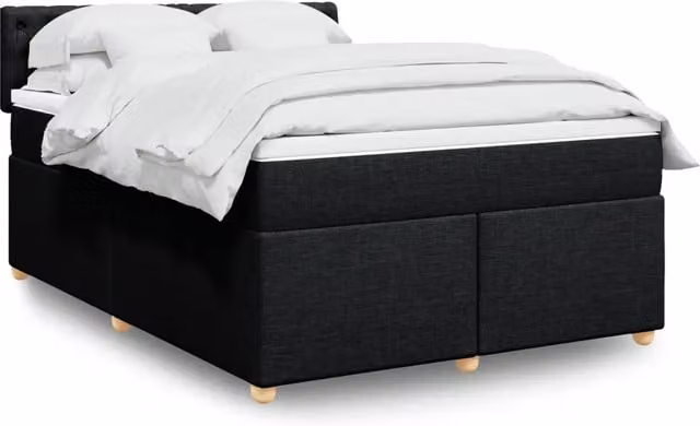 Letto Ibrido vidaXL con Materasso Nero e Struttura in Legno di Pino, Illuminazione Sotto il Letto e Porta USB, L 140 x P 200 cm