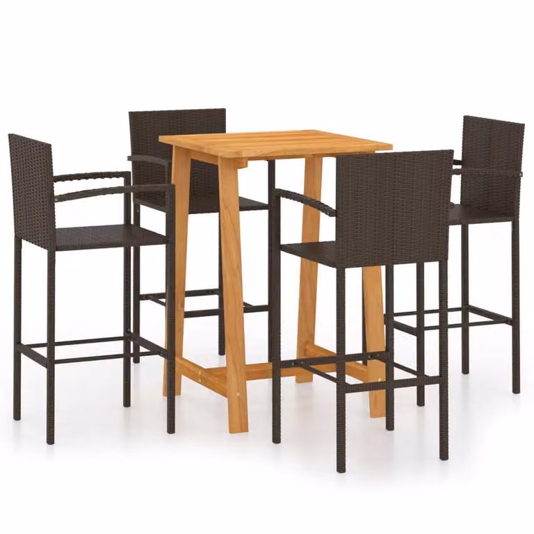 Set Bar da Giardino 5 pz Marrone