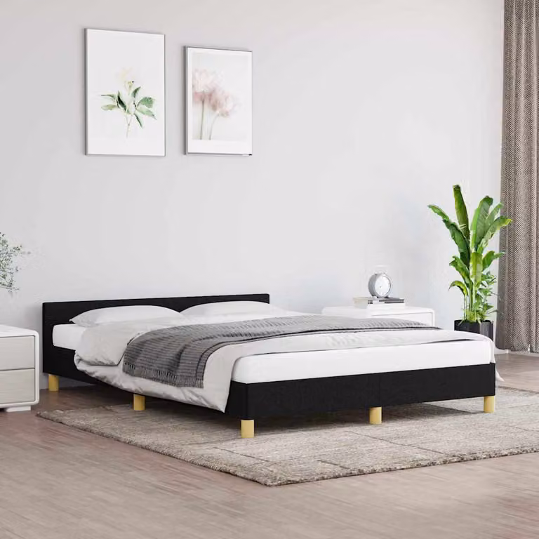 Giroletto vidaXL senza materasso in tessuto nero L/P/H: 140 x 190 x 146 cm