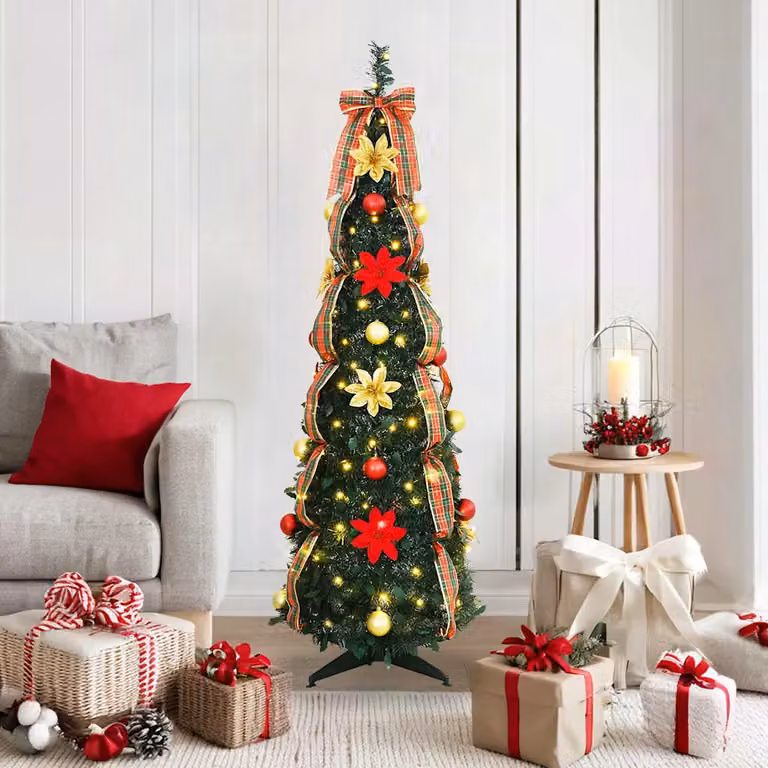 Albero di Natale artificiale vidaXL in PVC verde con 100 LED luce bianca calda