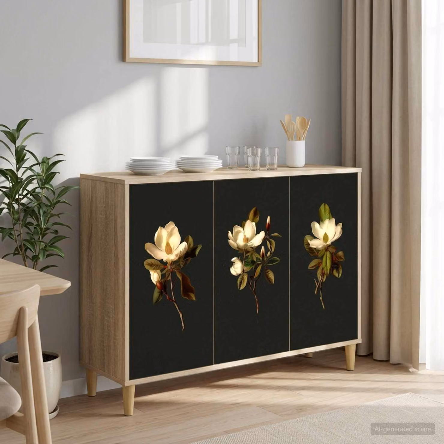 Credenza moderna vidaXL BREMEN in legno ingegnerizzato color Sonoma, L: 102 cm, P: 33 cm, H: 75 cm