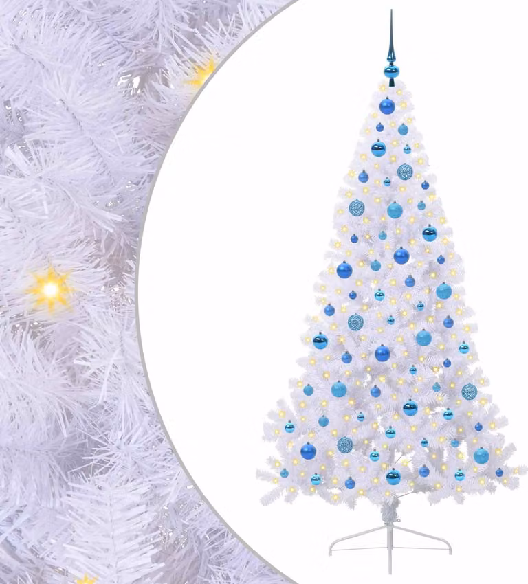 Albero di Natale artificiale bianco 180 cm in PVC e acciaio