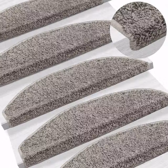 Tappetini per scale autoadesivi antiscivolo e fonoassorbenti vidaXL, 15 pezzi, Grigio, L: 80 cm x P: 24,5 cm x H: 3,5 cm – 1