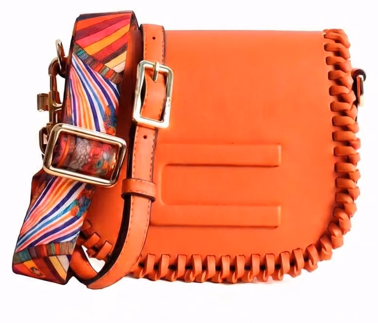 Borsa a tracolla da donna, modello Zelia Chic, in pelle nera, design vintage, con tracolla multicolore