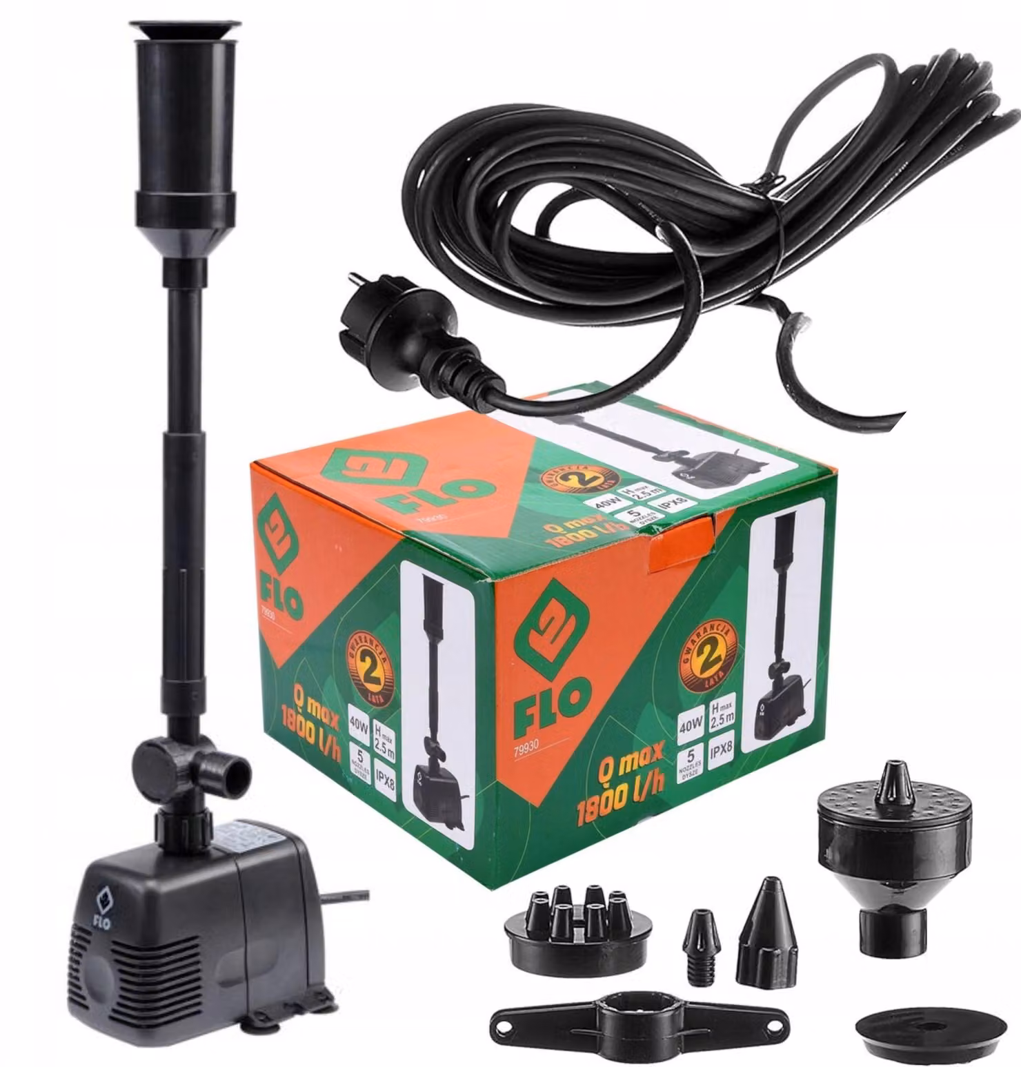 Pompa per laghetto 40W, 1800 l/h