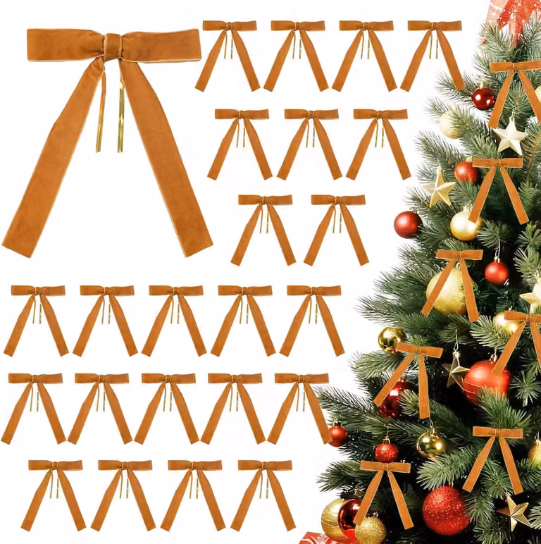 Nastri di velluto per l'albero di Natale, confezione da 24 pezzi, dimensioni 18x13 cm, ideali per decorazioni natalizie