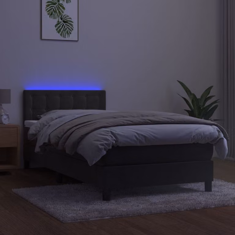 Maison Exclusive - Letto a Molle con Materasso e LED Grigio Scuro 100x200 cm