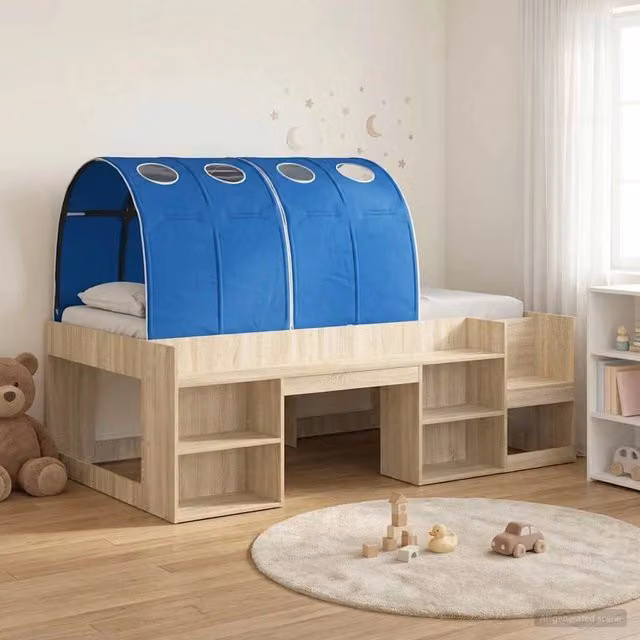 Letto con Tunnel 3 pz Rovere Sonoma e Blu Legno ingegnerizzato 3423637