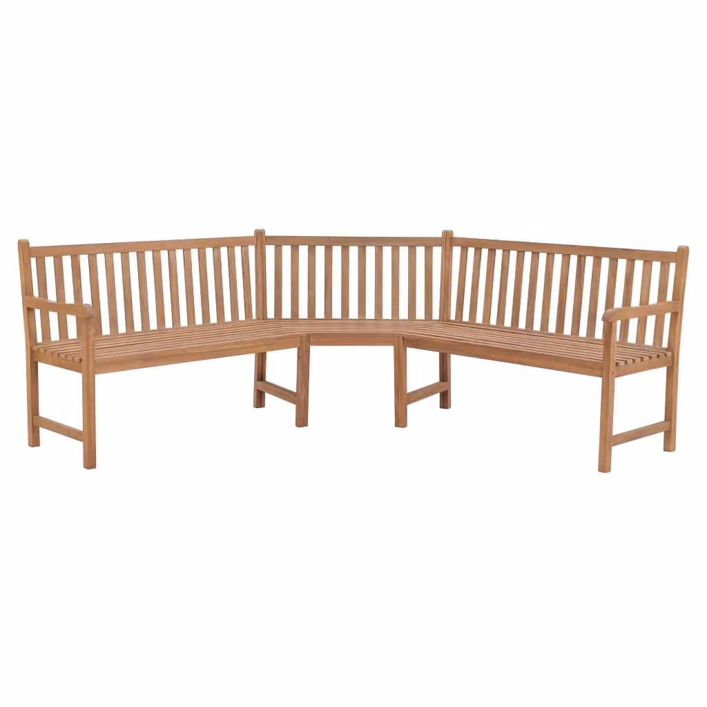 Panchina angolare da giardino 185x185x90 cm in legno massiccio di teak