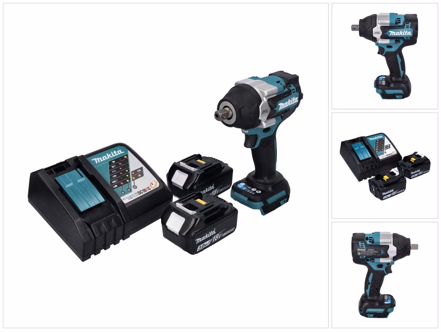 Avvitatore a impulsi a batteria Makita DTW 701 RF 18 V 700 Nm 1/2" XPT Brushless + 2x batteria ricaricabile 3,0 Ah + caricabatterie