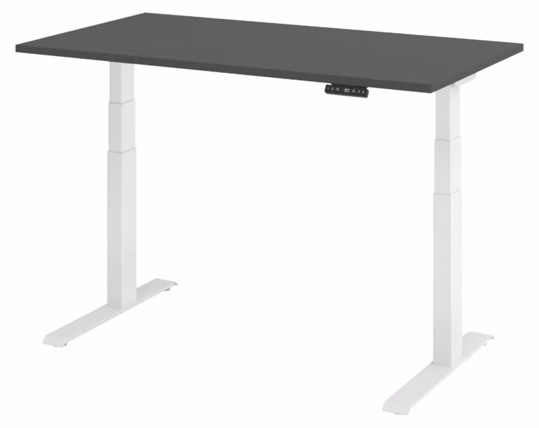 Scrivania elettrica bümö modello XDKB - Finitura: grafite, struttura: bianca, dimensioni: 140 x 80 cm