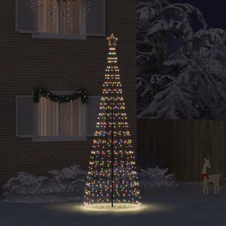 Albero di Natale a cono vidaXL EKENAS con 800 LED multicolore, Altezza: 400 cm, in acciaio