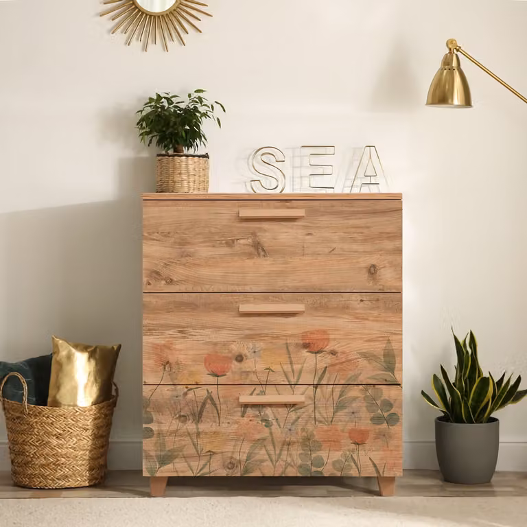 Skye Decor, Leva Gravis Tulip, cassettiera, pino atlantico, pannelli truciolari rivestiti al 100% in melamina, 80 x 43 x 95 cm