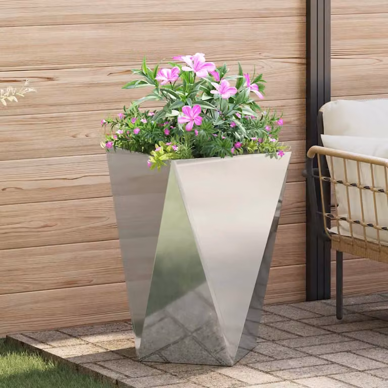 Fioriera vidaXL in acciaio zincato argento L/P/H: 50 x 50 x 75 cm