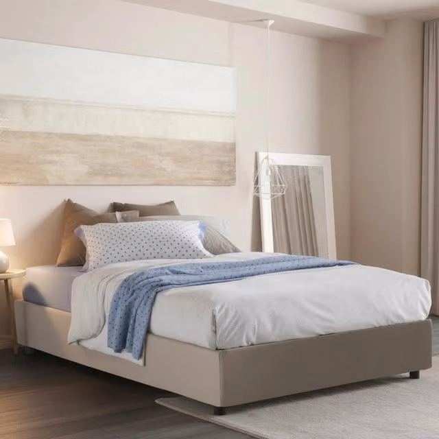 Letto Matrimoniale Archer Talamo Italia con Materasso Incluso, Grigio, 160x200 cm