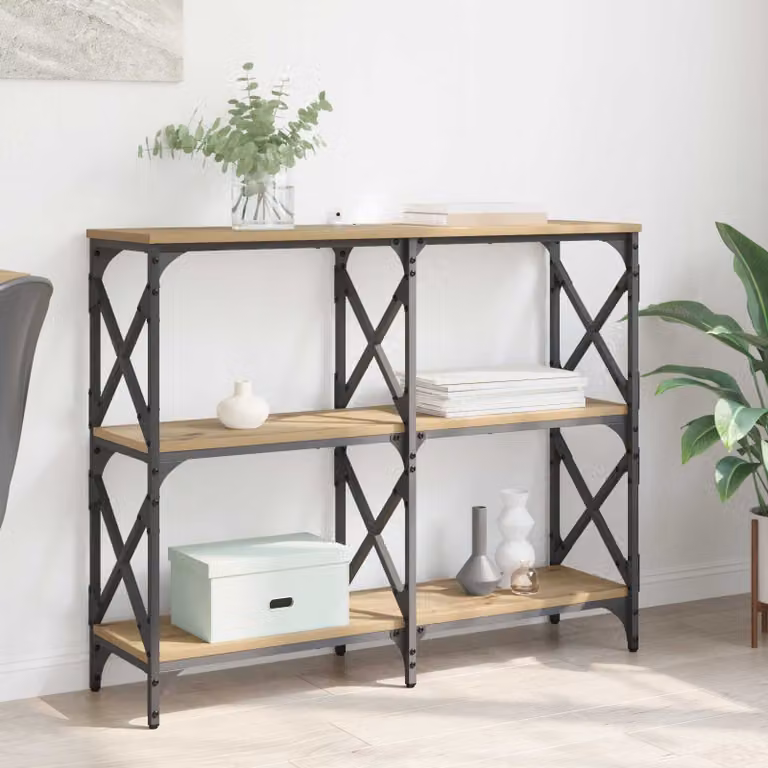 vidaXL Tavolo consolle moderno in rovere marrone L: 100 cm, P: 28 cm, H: 80,5 cm