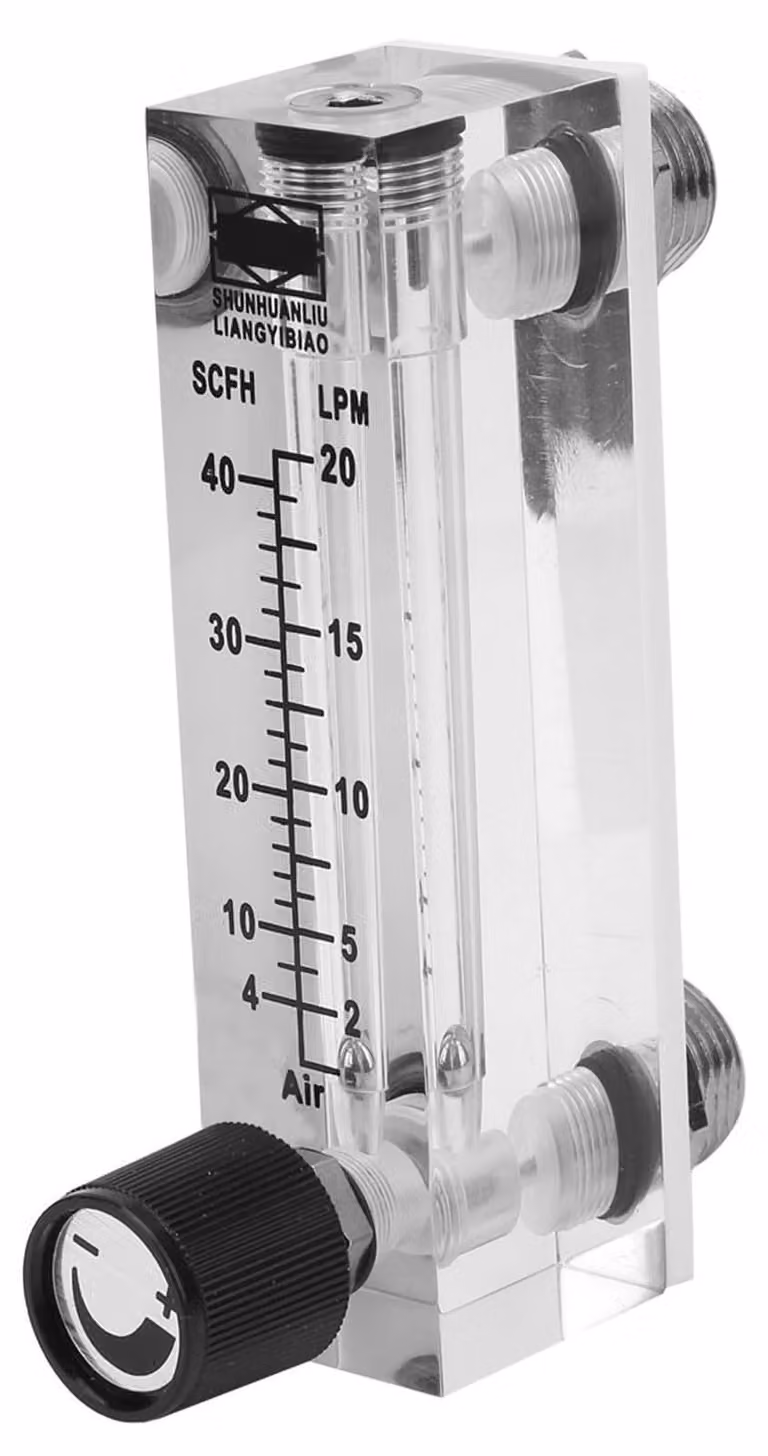 Misuratore di portata del gas, modello a pannello, da 2 a 20 LPM, con filettatura BSP da 1/4 di pollice, corpo in ottone, per gas
