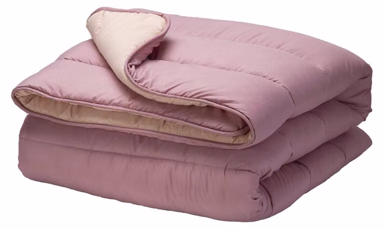 Coperta decorativa trapuntata, reversibile, con imbottitura in piume sintetiche da 300 grammi, color lavanda, dimensioni 260x240 cm