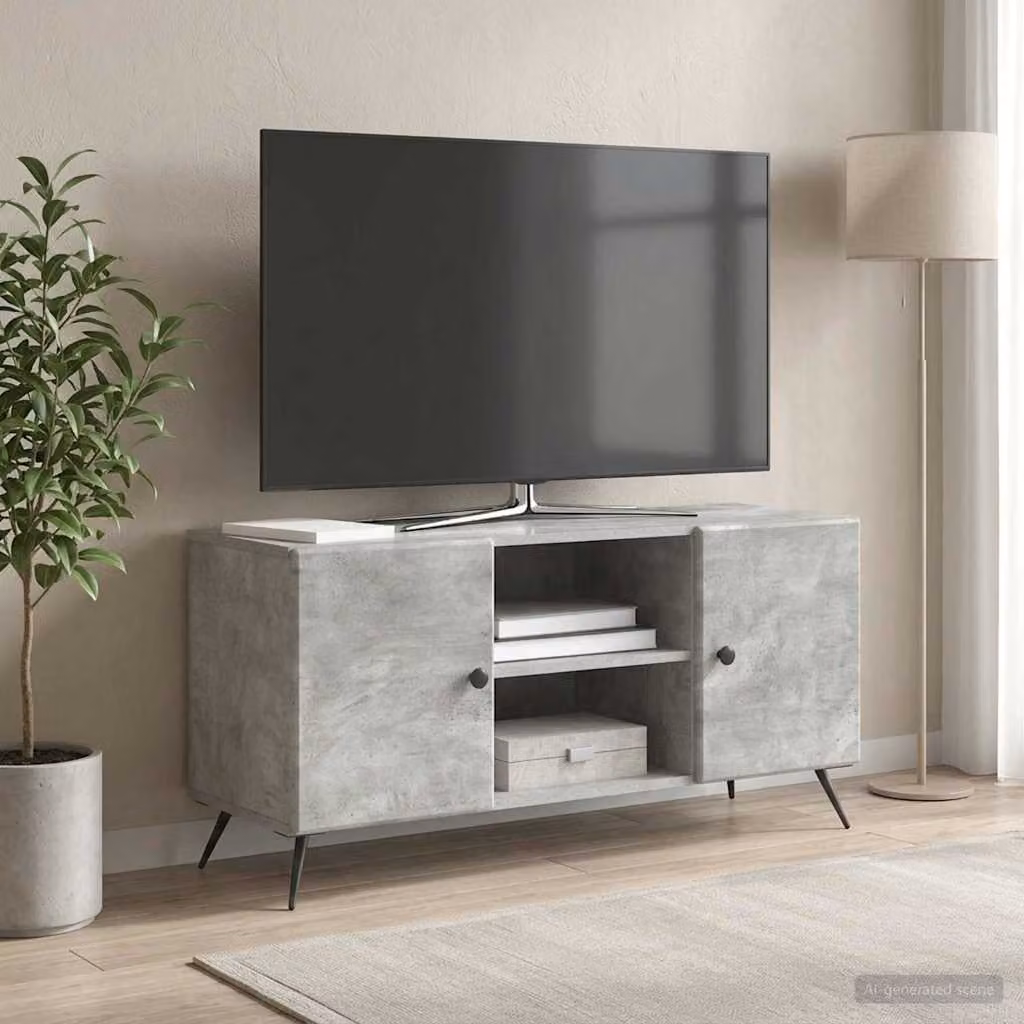 Mobile TV vidaXL Grigio Cemento L: 102 cm, P: 34,5 cm, H: 50 cm
