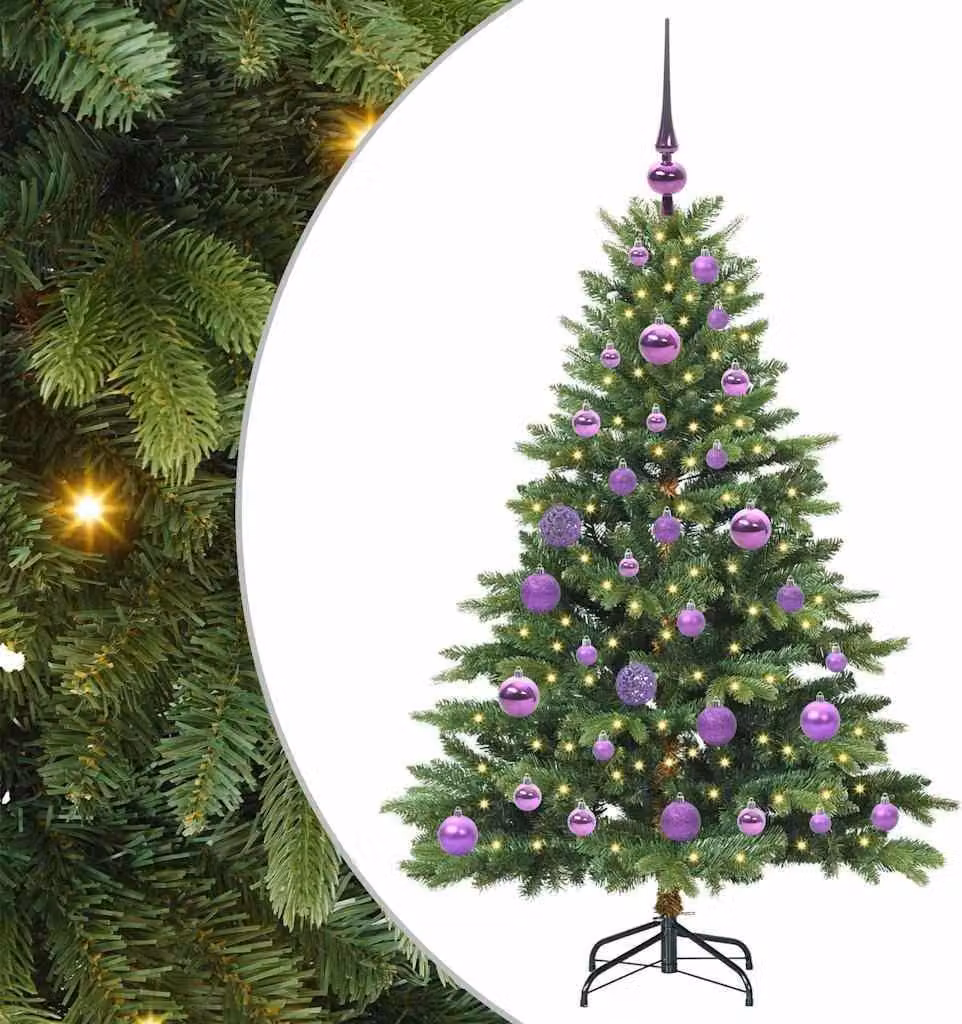Albero di Natale artificiale con 150 LED verdi da 120 cm in PE e PVC