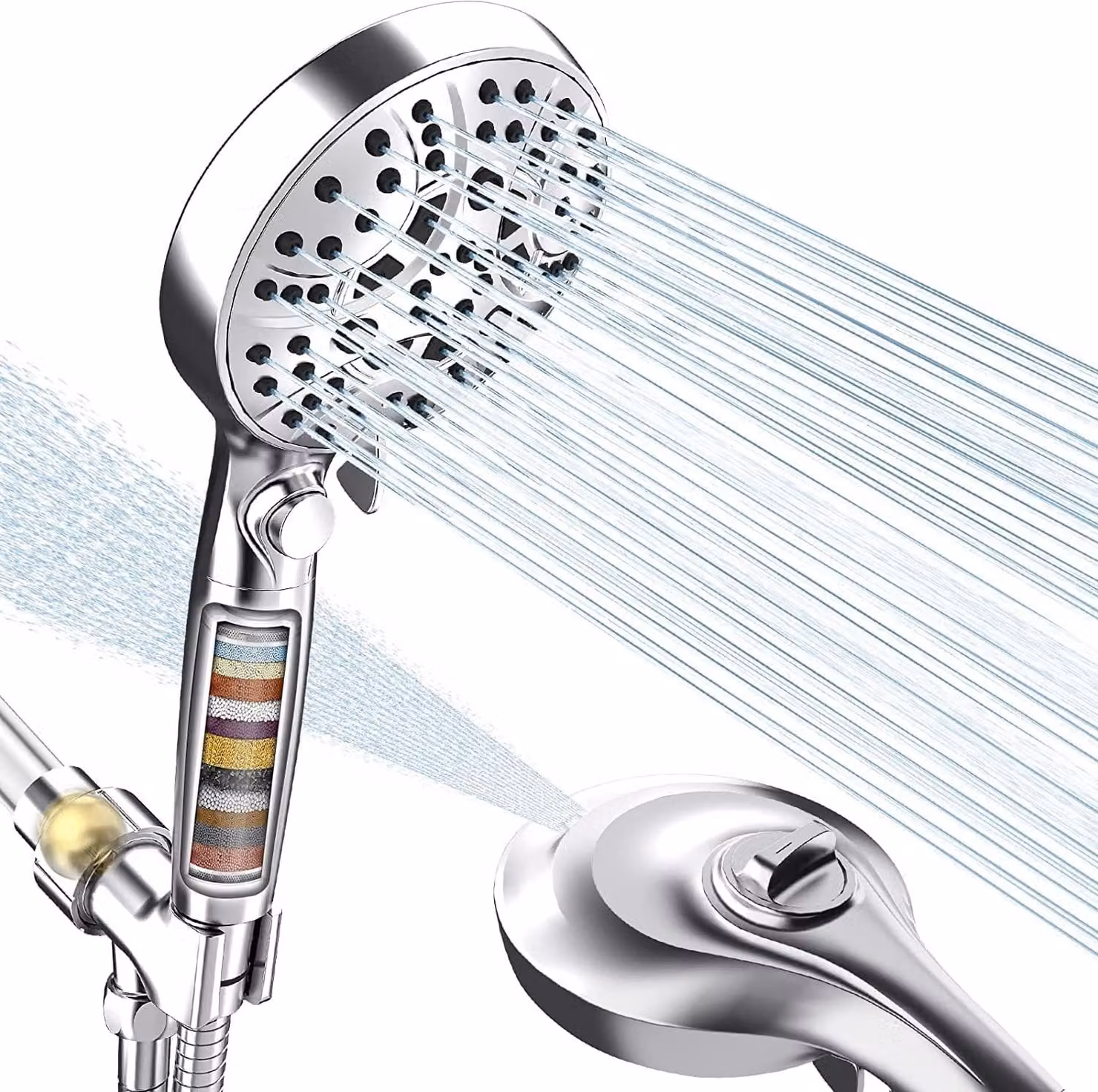 Soffione ad alta pressione - Doccia a mano con tubo flessibile - Nebulizzatore regolabile