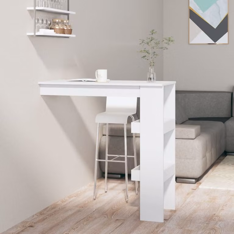 The Living Store Tavolo bar a parete bianco 102x45x103,5 cm materiale legno