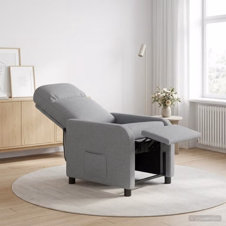 Poltrona reclinabile relax vidaXL in tessuto Grigio Chiaro con braccioli e design moderno