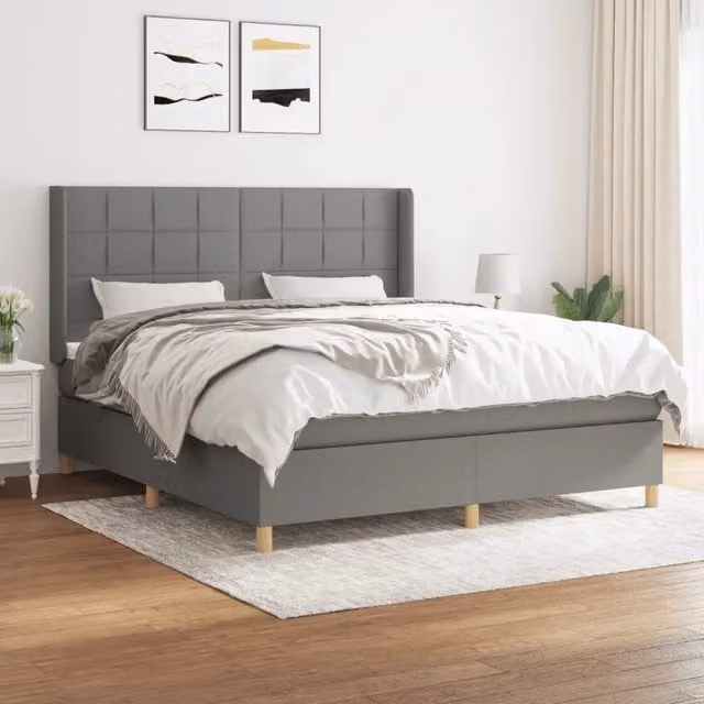 Letto Ibrido vidaXL con Materasso e Struttura in Legno di Larice, Grigio e Bianco, L/P/H: 160 x 203 x 128 cm – 1