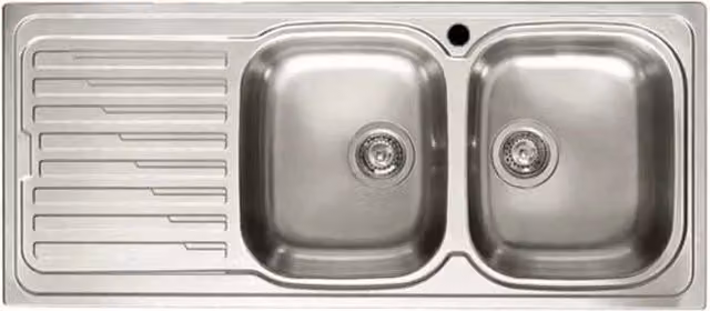 Lavello da incasso Elleci Sky 500 a 2 vasche con vasca a destra in acciaio inox satinato argento L/P: 116 x 50 cm LIK500SACDX