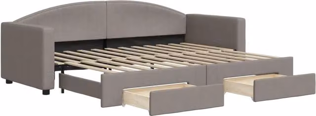 Divano letto | Sof¨¤ letto | Letto singolo Estraibile con Cassetti Tortora 80x200 cm Tessuto