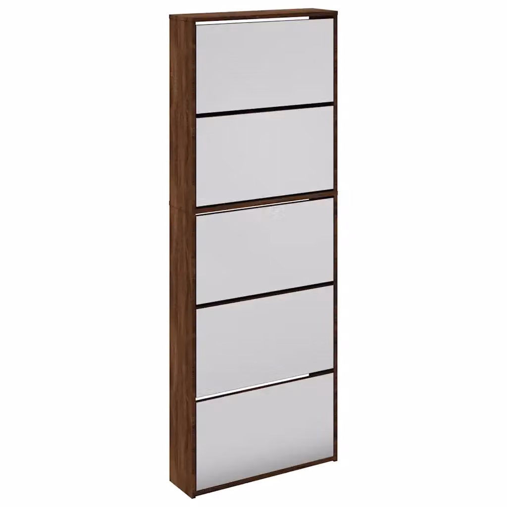 Scarpiera con specchio vidaXL in rovere marrone con scomparti basculanti L: 63 cm, P: 17 cm, H: 169,5 cm – 2
