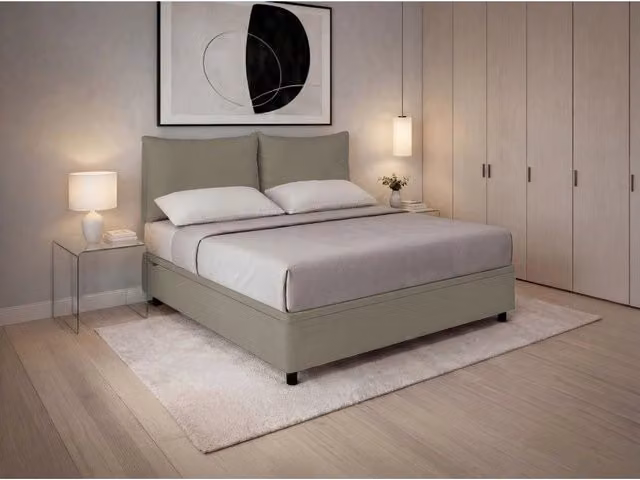 Letto imbottito Matrimoniale 180x200 cm Soft - Similpelle,Cappuccino,Contenitore