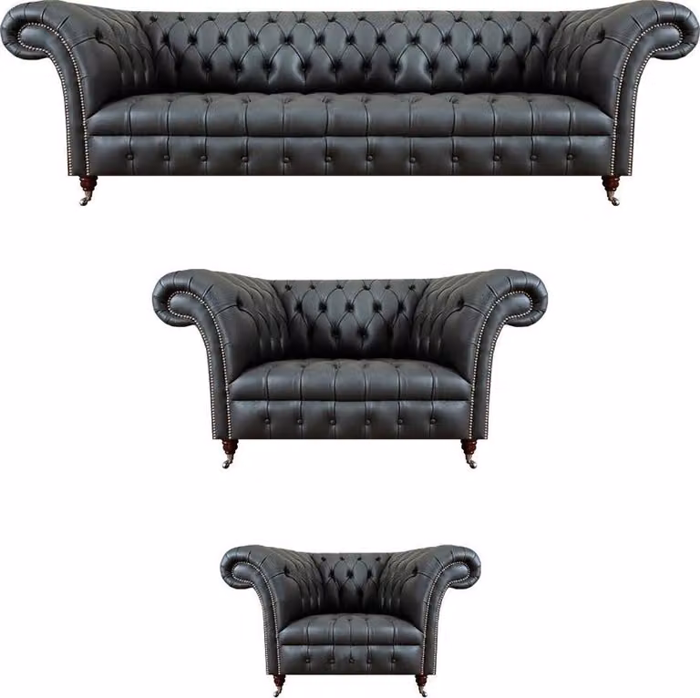 Leder Sofa Couch Polster Garnitur Sofagarnitur 3tlg Luxuriöse Wohnzimmer