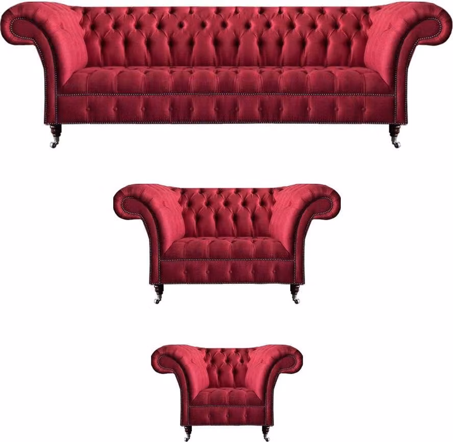 Wohnzimmer Rosa Chesterfield Polster Sitzgarnitur Luxuriöser 3tlg Set