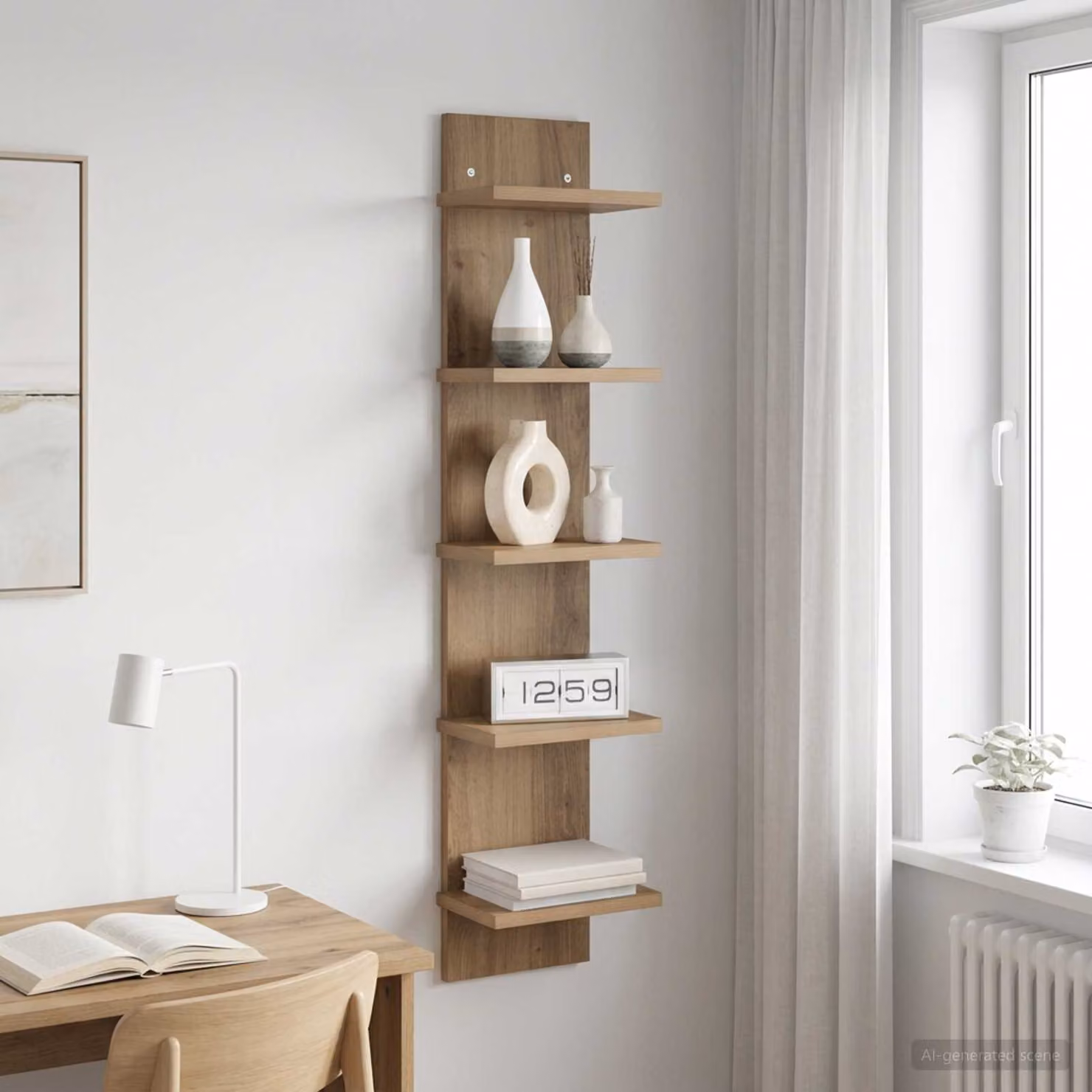 Scaffale da parete moderno vidaXL in legno color marrone L/P/H: 22 x 15 x 100 cm