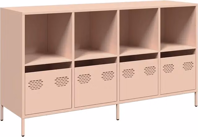 Credenza | Madia | Buffet da pranzo | Armadio da pranzo Rosa 135x39x73,5 cm in Acciaio Laminato a Freddo