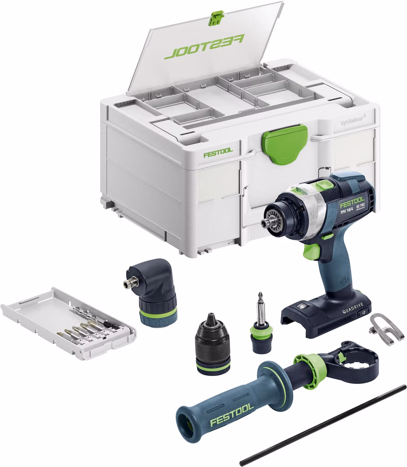 Trapano avvitatore a percussione a batteria Festool TPC 18/4 I - Set base QUADRIVE | 577625