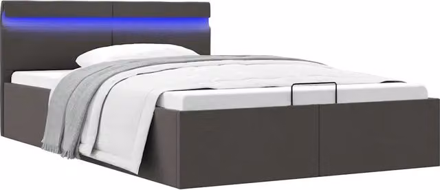 Giroletto con Contenitore e LED Grigio Scuro Tessuto 120x200 cm 285602