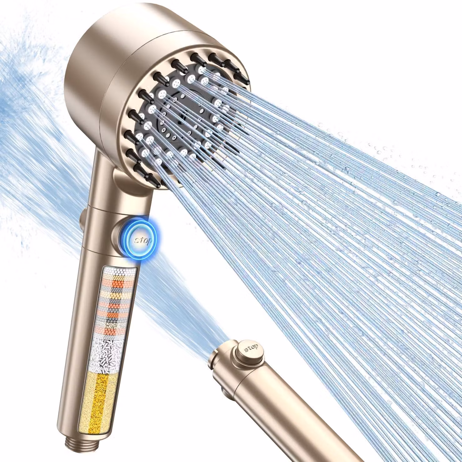 Solidchoice - Doccetta con filtro a 15 strati e alta pressione, finitura dorata