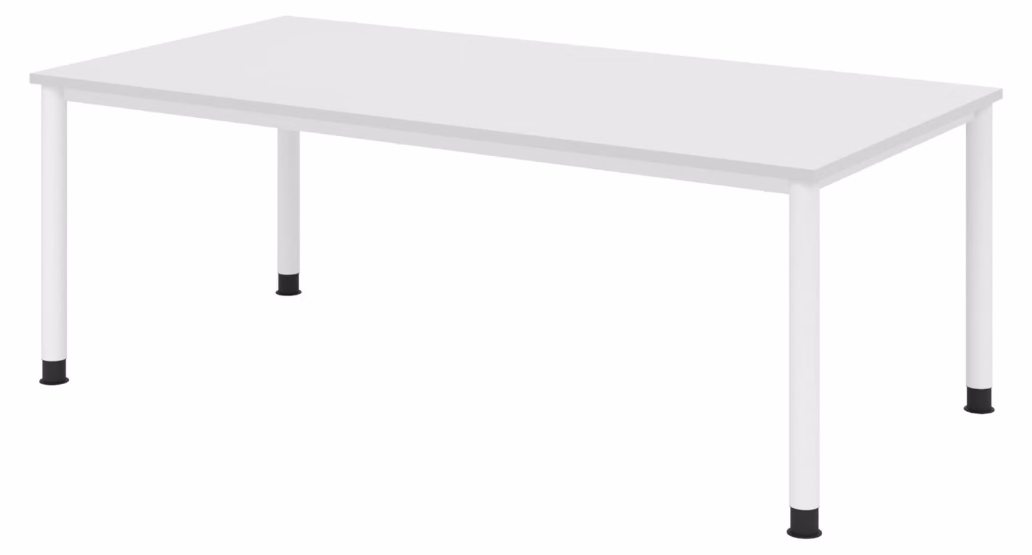 Scrivania bümö Serie H - Finitura: bianco, Dimensioni: 200 x 100 cm, Struttura: bianco