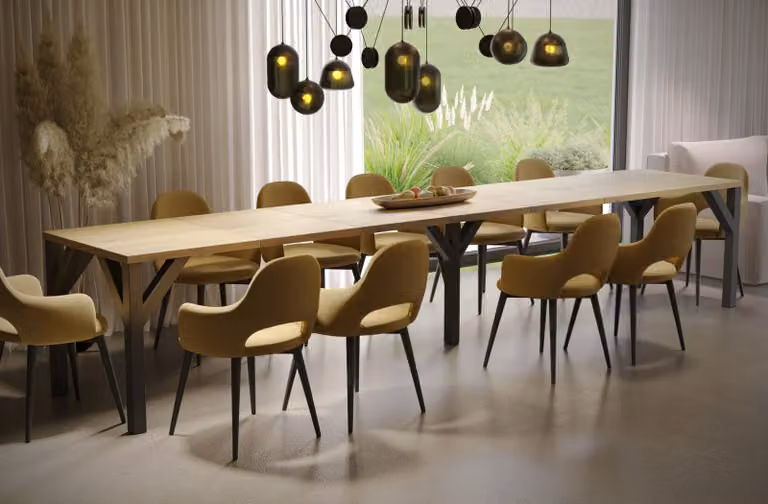 Tavolo da pranzo Endo-Moebel Dunaj 130cm - 350cm tavolo da cucina allungabile con struttura in metallo (rovere naturale)