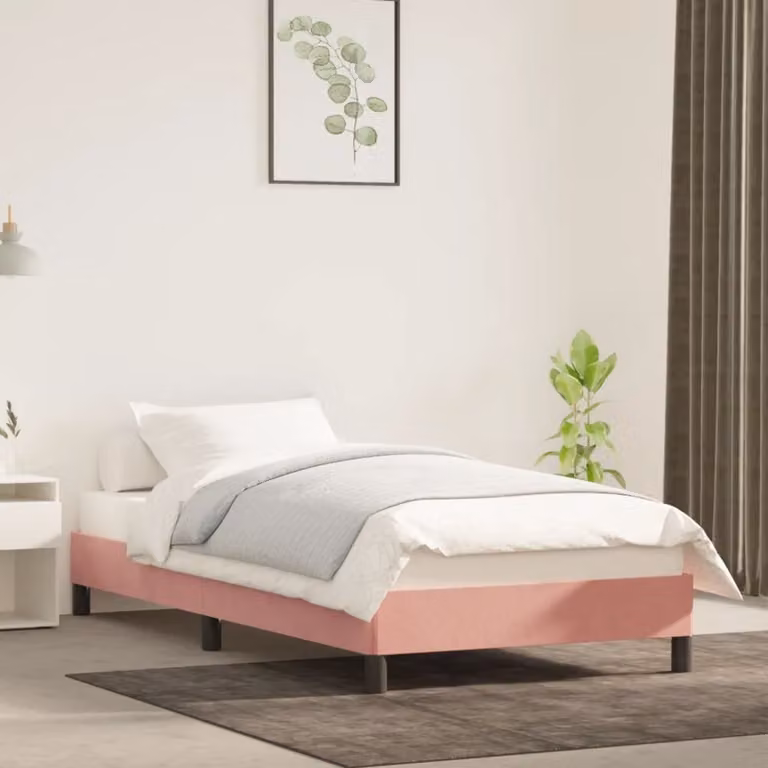 The Living Store Rete da letto rosa 100x200 cm in velluto