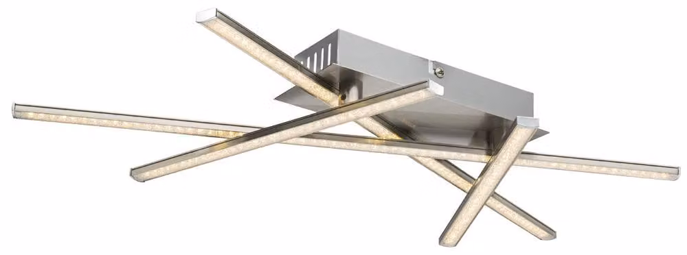 Lampada a soffitto a LED, con finitura glitterata, 4 elementi, nichel, design